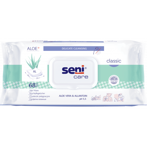 Салфетки влажные Classic с алое вера и аллантоином  SENI CARE 68шт