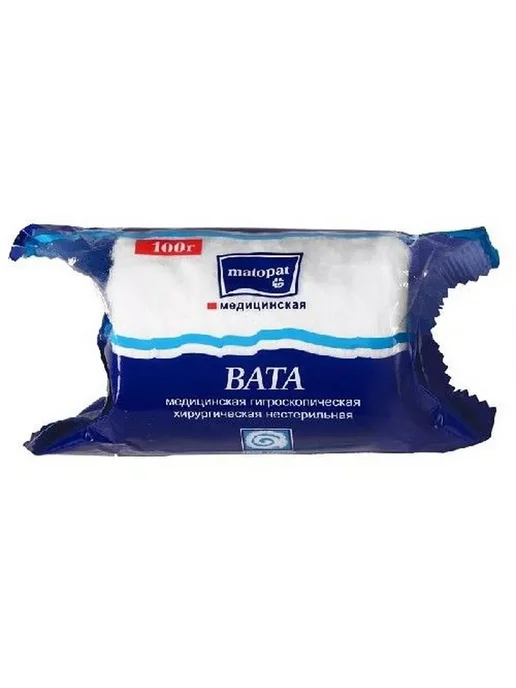 Вата "matopat" 100% хлопок в рулоне 100 г