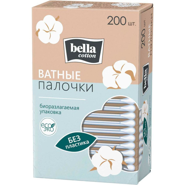 Ватные палочки "bella cotton" ватные палочки 200 шт