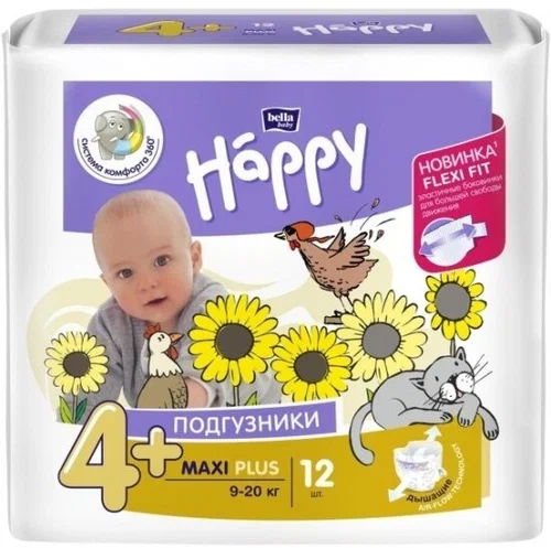 Подгузники детские "bella baby Happy" Maxi Plus 12 шт