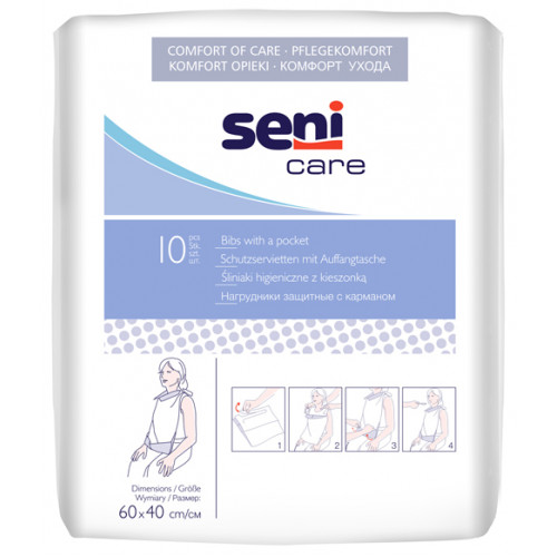 SENI CARE Нагрудники защитные с карманом 10 шт