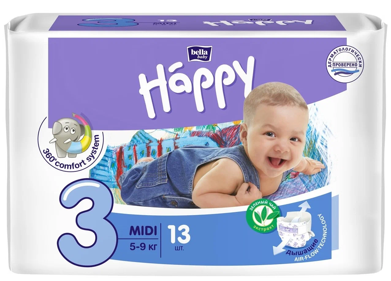 Подгузники детские "bella baby Happy" Midi 13 шт
