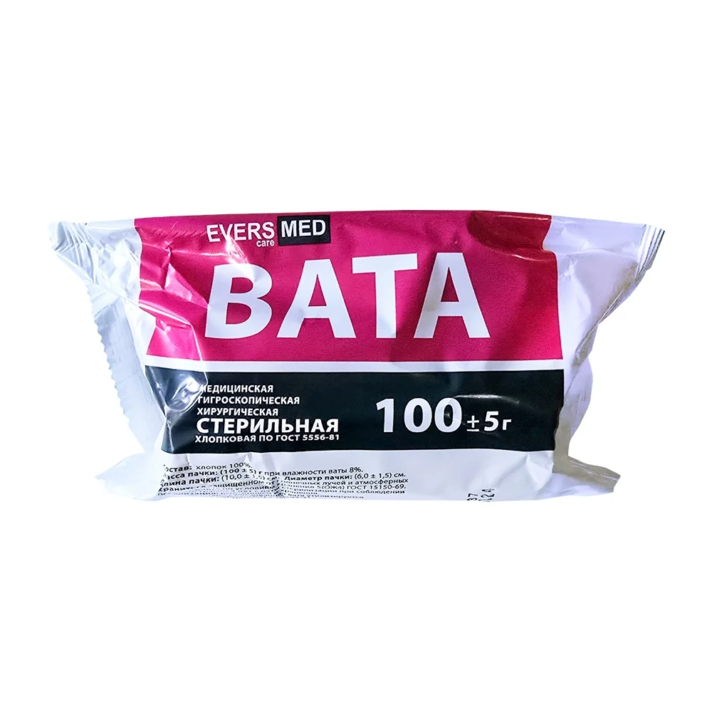Вата хирургическая Evers Life 100 г
